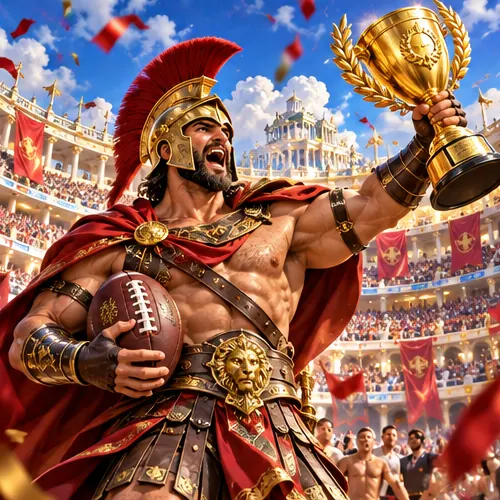 Spartan champion lifting the Mythoswin tournament trophy